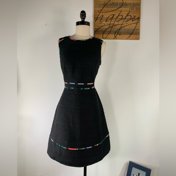 Kate Spade New York Womens Black Cotton Blend Blossom Trim Tweed Dress Size 6 - Picture 10 of 10